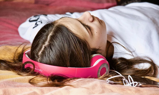 Girl listening to audiobook